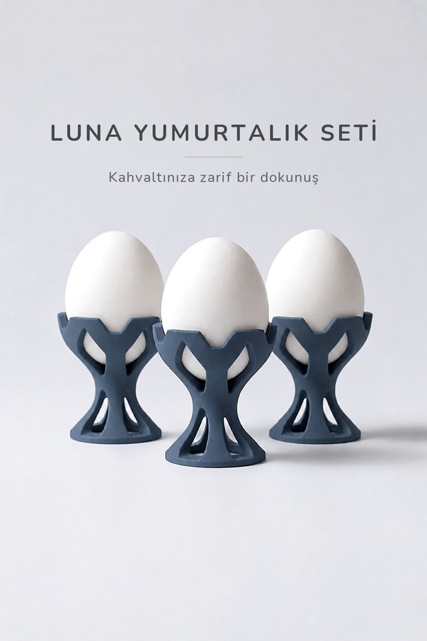Luna Poached Egg Cups Set of 3 – Navy Blue Egg Cups, Breakfast Presentation