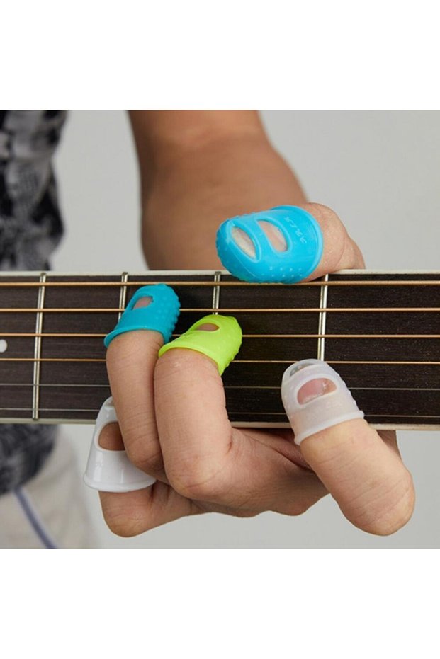 Guitar Fingertip Protectors 10 PCS Silicone Finger Guards 5 Sizes