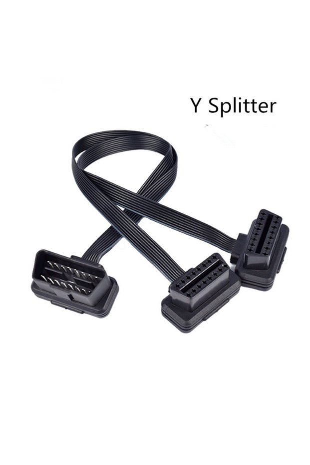 30CM OBDII Extension Dual Connector Y Splitter OBD2 16PIN Male to Female Connection Flat+Thin as Noo