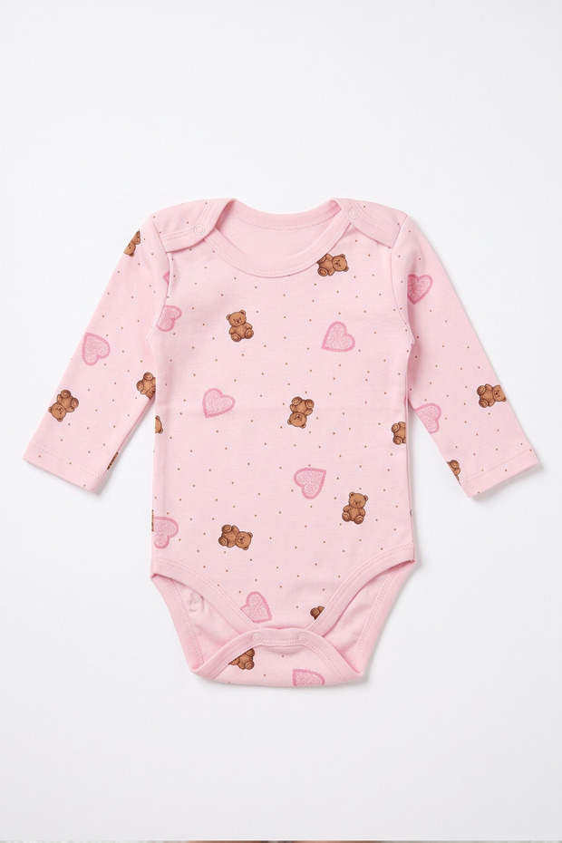 Snap-Fastener Patterned Bodysuit 100% Cotton 1-3-6-9 Months