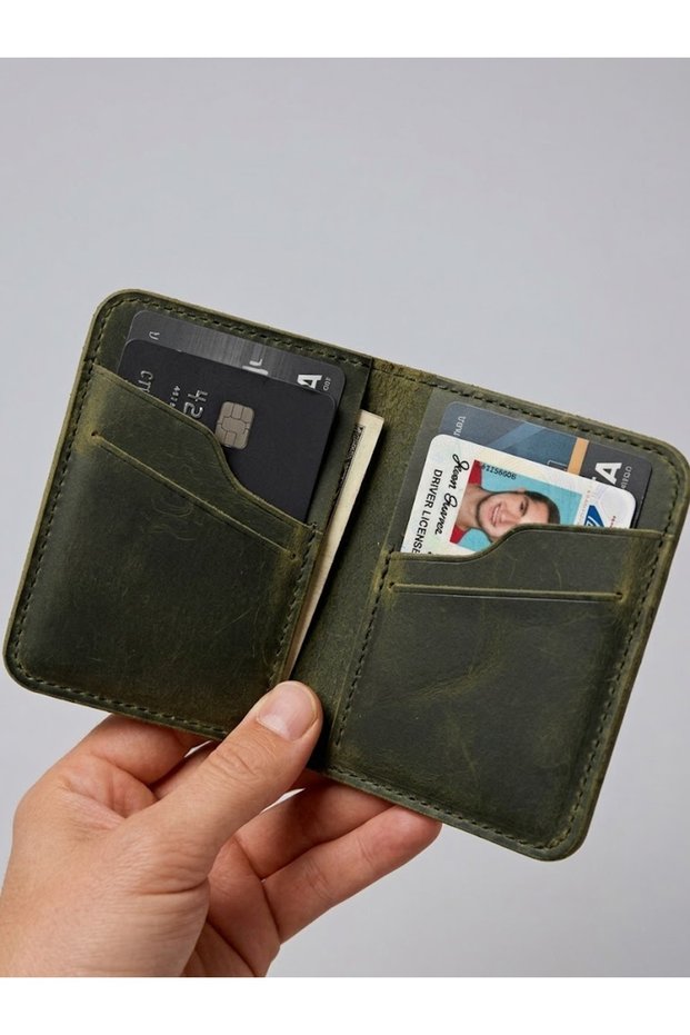 Genuine Leather Mini Wallet – Minimalist Wallet with Card Holder & Money Compartment