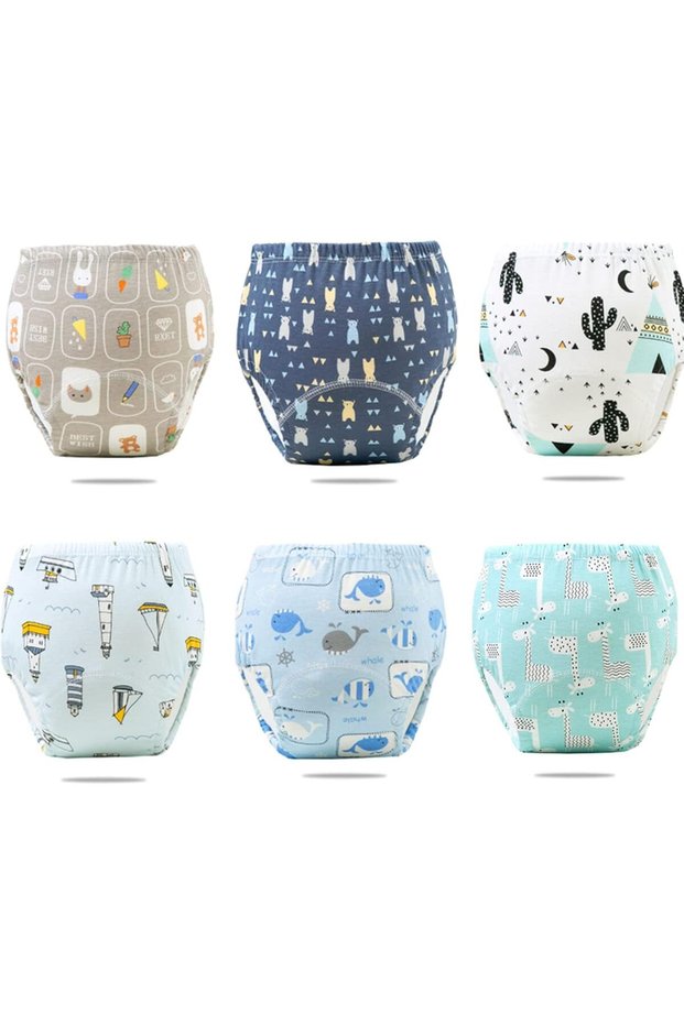 6PCS Baby Potty Training Pants, Breathable Potty Training Underwear, Toddler Training Underwear for 0-3 Years Boy and Girls Strong Absorbent Cotton Training Pants (M, Boy)