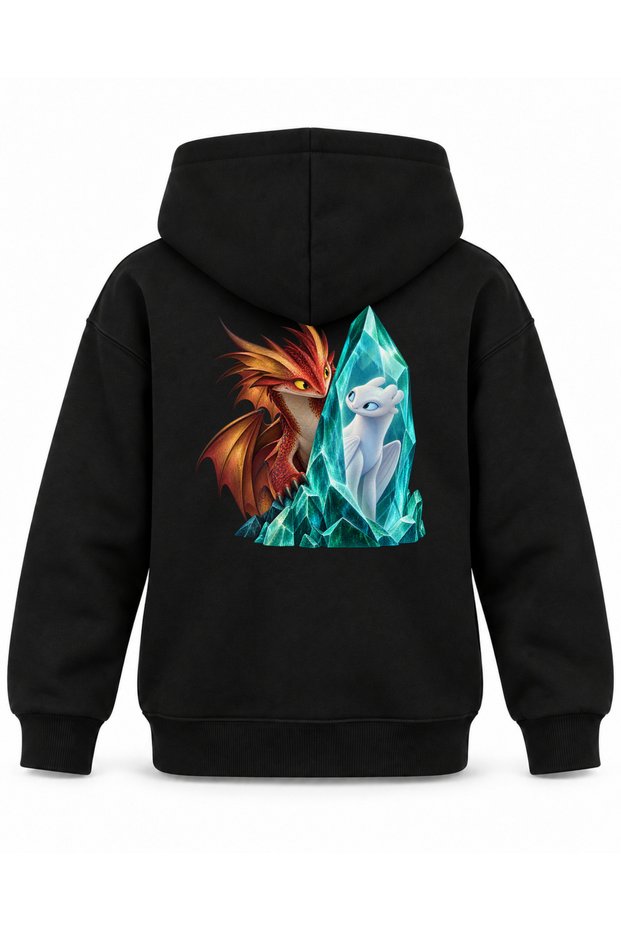 How to Train Your Dragon Crystal Eye Printed Black Kids Hoodie