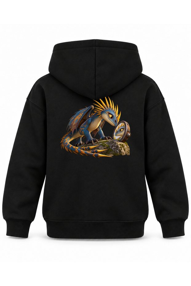 How to Train Your Dragon Blue Mirror Printed Black Kids Hoodie