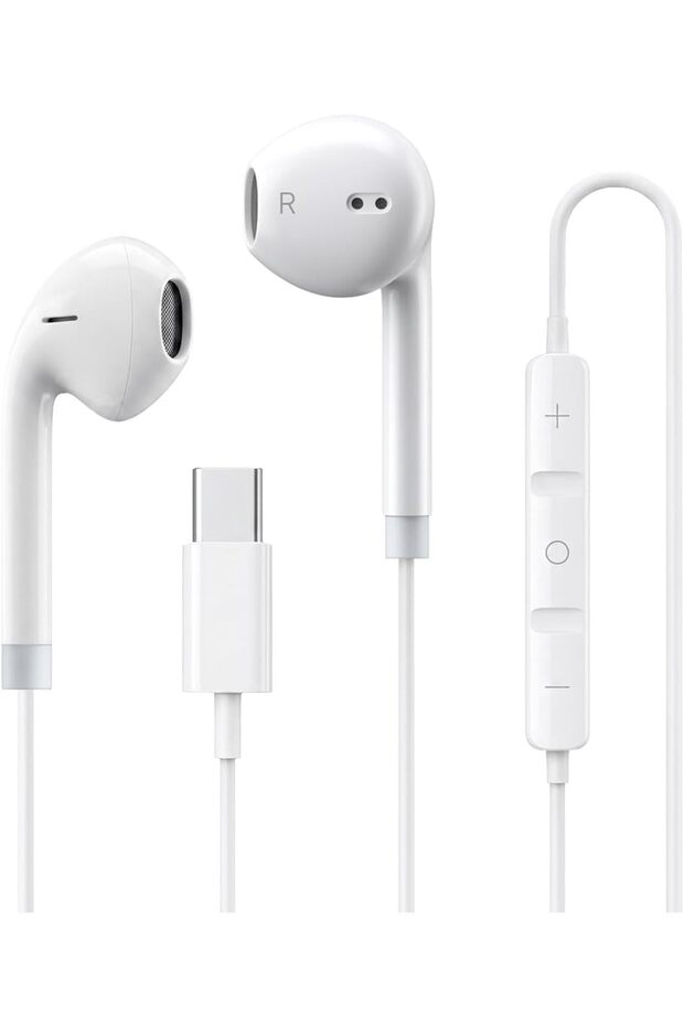 سماعات أذن سلكية USB-C مع ميكروفون وعناصر تحكم - سماعات عازلة للضوضاء
