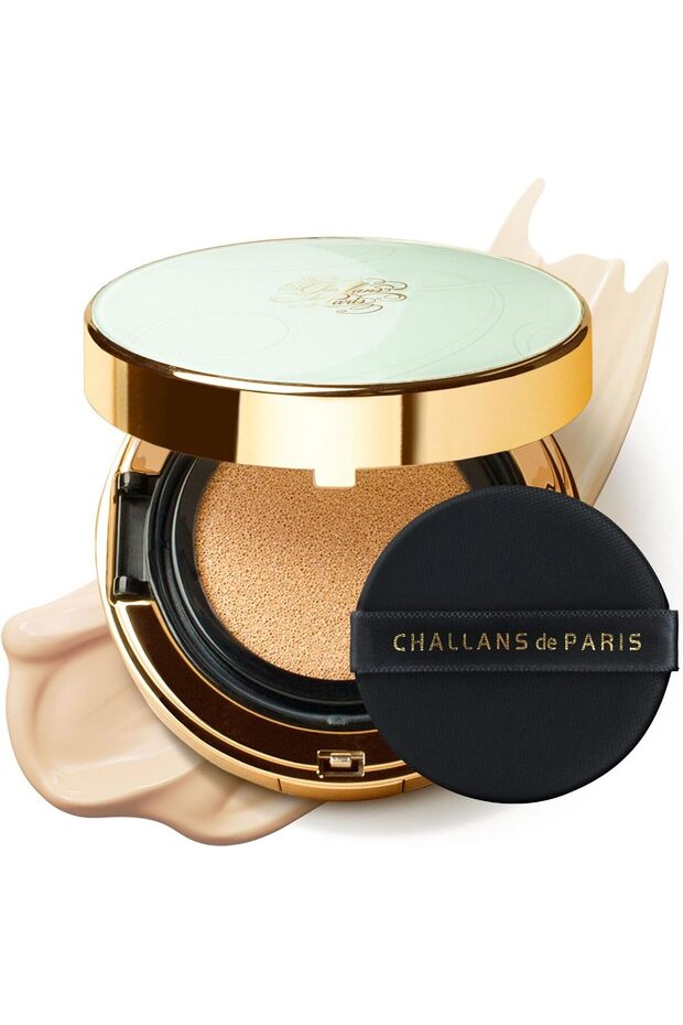 [CHALLANS de PARIS] Cushion de Lunar Excellence Cream Foundation - High Coverage, All-Day Wear, Lightweight Texture, Even Skin Tone, Hydrating Glow, All Skin Types, 0.53 oz (23 Medium Beige, 0.53 oz)