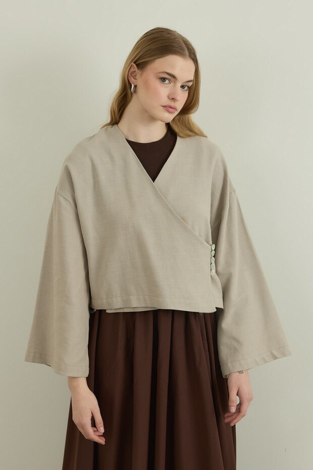 Linen Buttoned Kimono