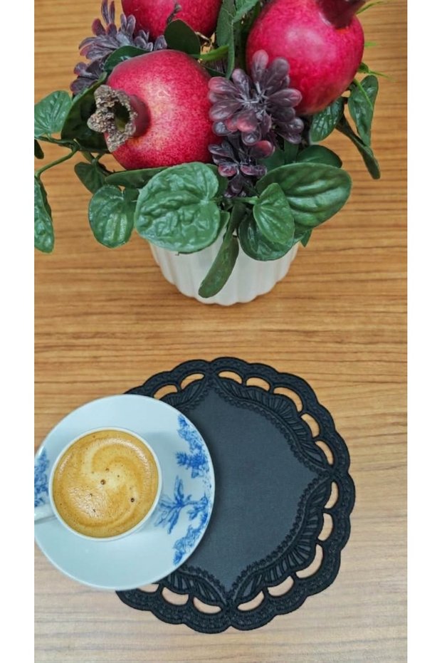 Leather Coaster, Tea and Coffee Coaster Set of 6 Black