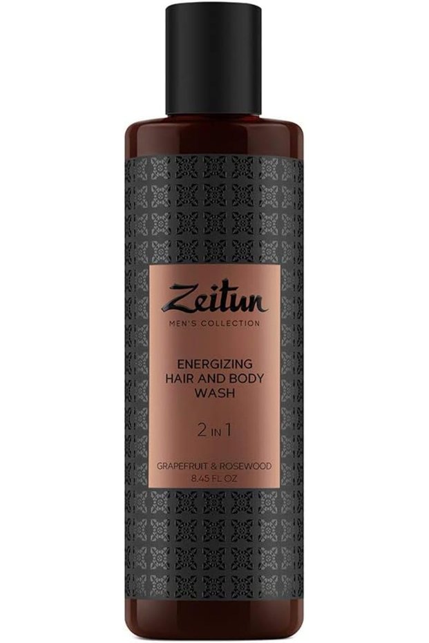 Natural Men's Natural Body Wash and Shampoo 2 in 1 | with Grapefruit and Rosewood Essential Oils | Energizing Shower Gel and Shampoo for All Skin and Hair Types – 8.45 fl oz / 250 ml