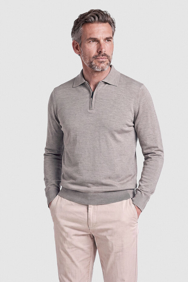 Mink Polo Collar Zippered Men's Knitwear