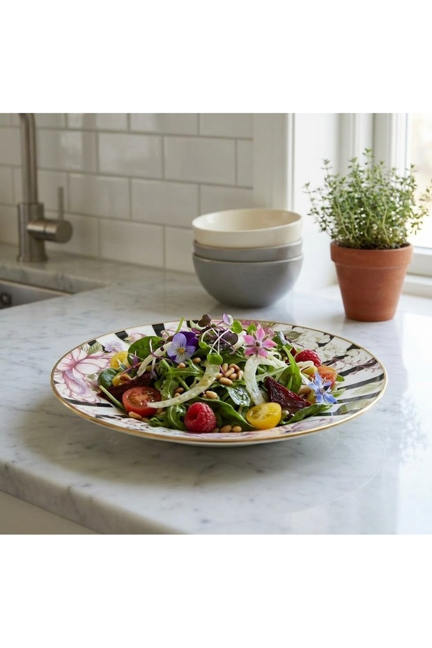 30 cm Dama Model Enameled Fruit Bowl Presentation Bowl Salad Plate