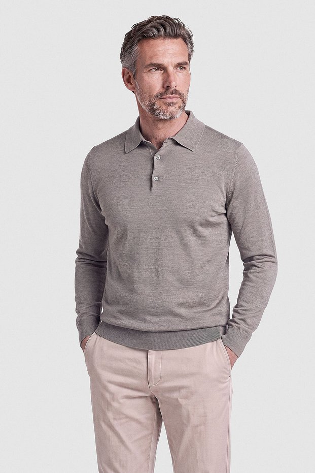 Mink Polo Collar Long Sleeve Men's Knitwear