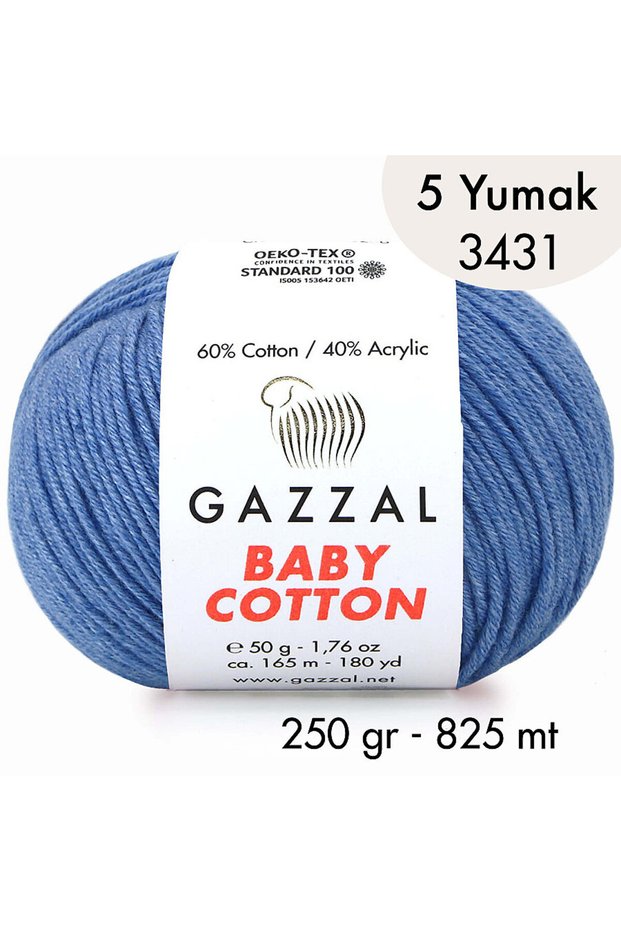 Baby Cotton 3431-Lightweight and Comfortable Cotton Yarn for Summer Projects - 5 Yards