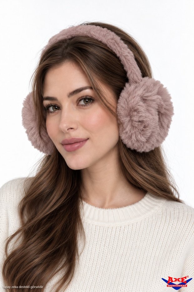 Winter Powder Color Soft Textured Foldable Folding Plush Ear Warmer Large Soft Earmuff