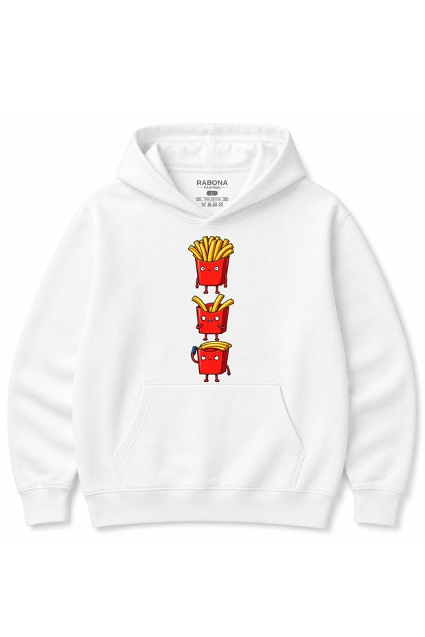 French Fries Mood Trio - Cute Funny Cartoon Fries Graphic Hoodie