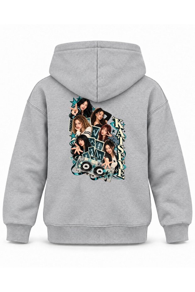 Katseye Cassette Cover Stage Printed Children's Hooded Sweatshirt