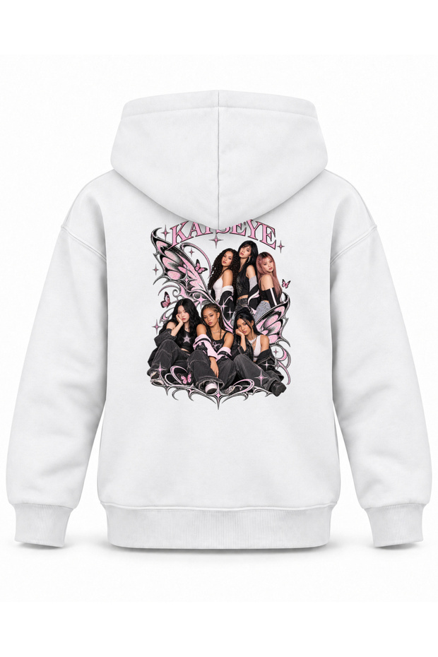 Katseye Butterfly Wings Graphic Printed Children's Hooded Sweatshirt