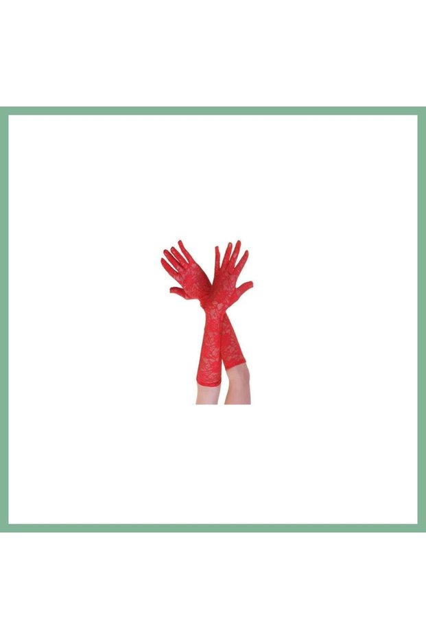 Red Color Medium Size Lace Gloves Bsk2026