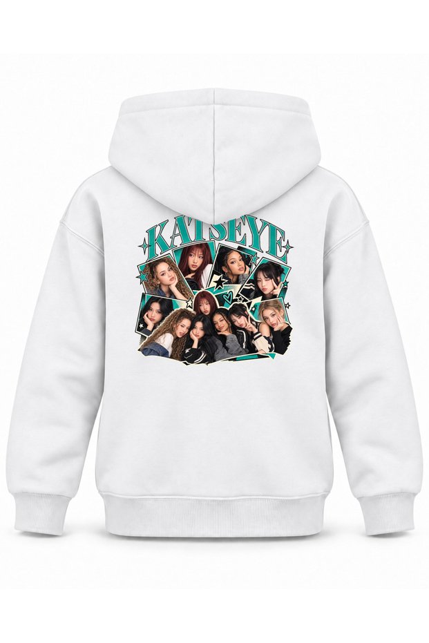 Katseye Comic Square Portrait Printed Children's Hooded Sweatshirt