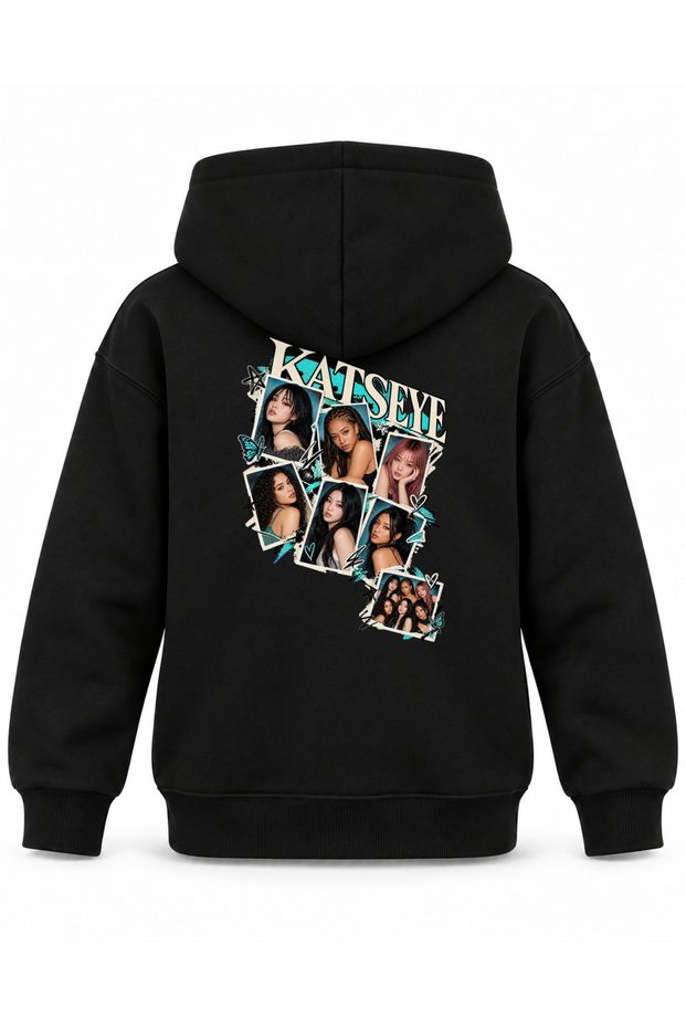 Katseye Polaroid Chain Editorial Printed Children's Hooded Sweatshirt