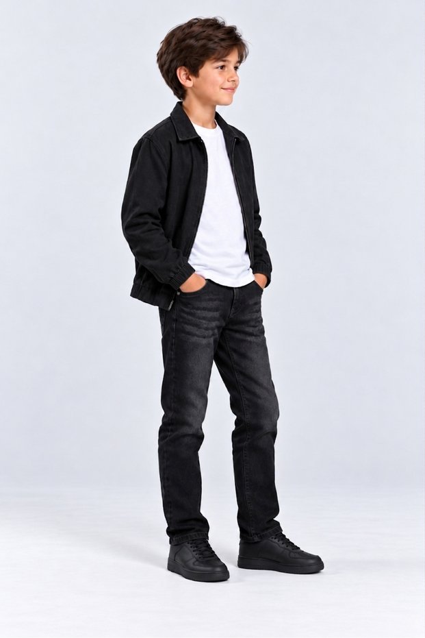 Boy's Patterned Jeans Straight Leg Jean Ak140493