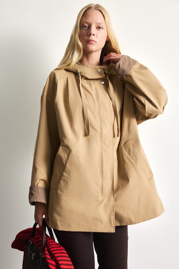 Relax Fit Hooded Zippered Trench Coat I0155Ax26Wn