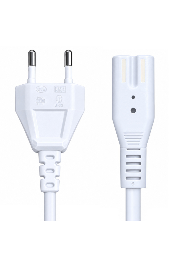 White Color 1.5 Meter Tape Cord Power Cable with European Plug Practical Connection for Ps4 and Ps5 Compatible Tv, Radio, Audio System and Compatible Electronic Devices |   Sy8