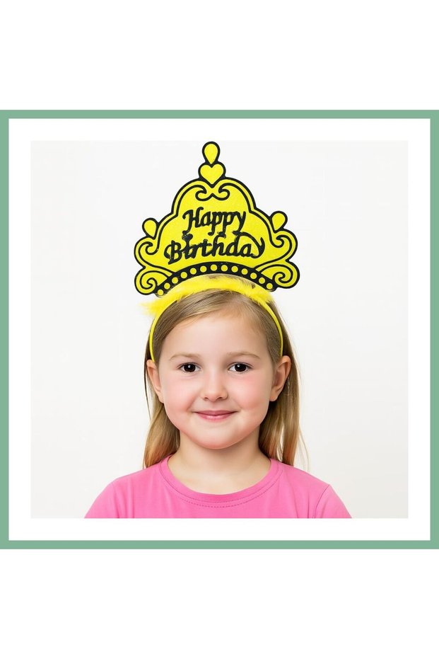 Yellow Happy Birthday Princess Crown? Birthday Crown Accessory Bsk2026