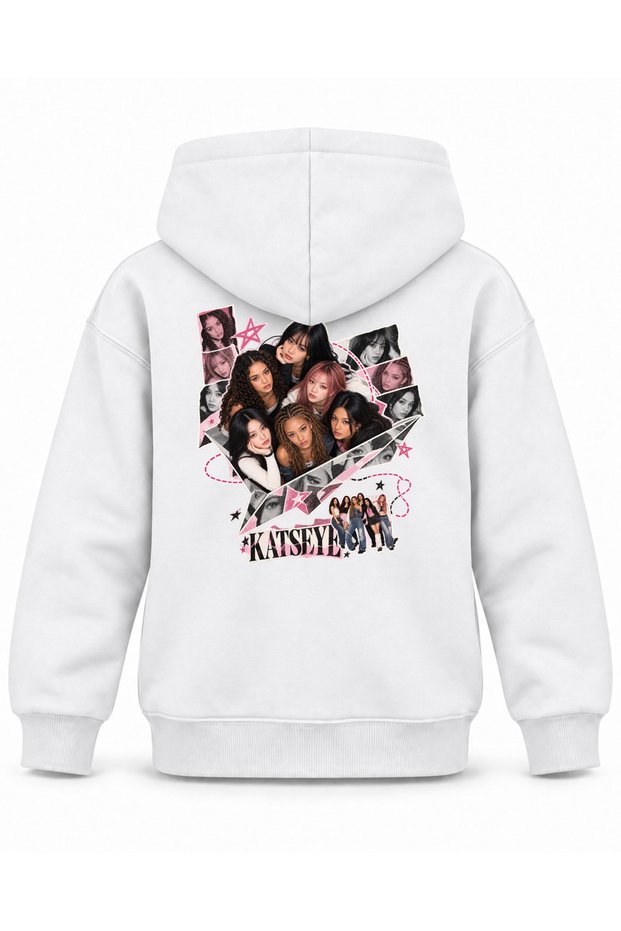 Katseye Paper Plane Portrait Printed Children's Hooded Sweatshirt