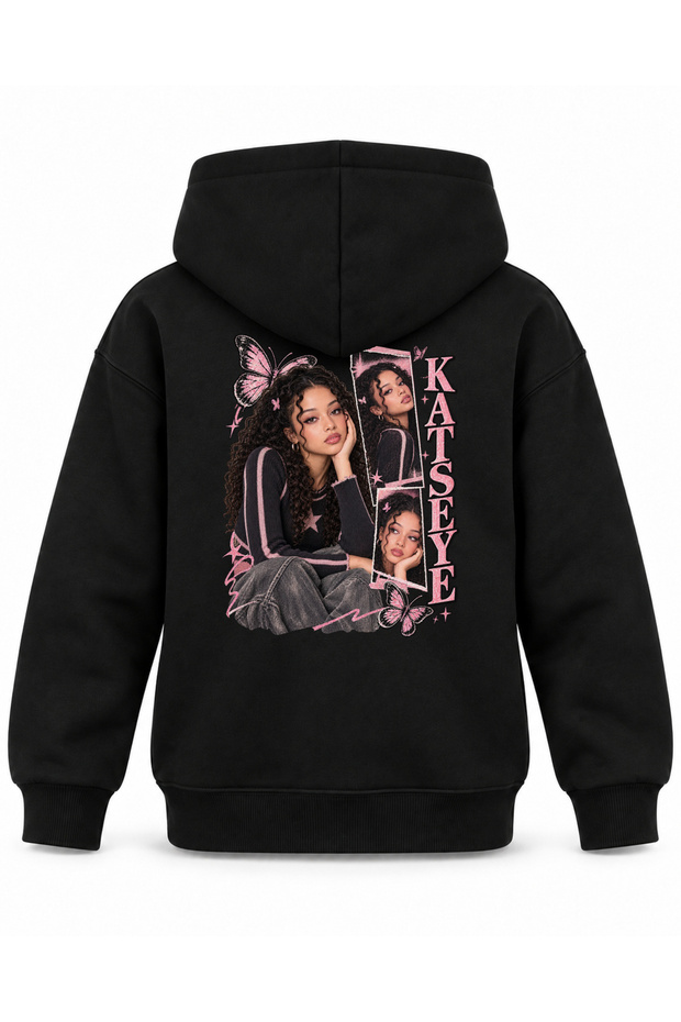 Katseye Butterfly Clip Graphic Printed Children's Hooded Sweatshirt