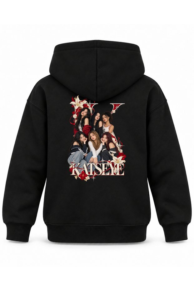 Katseye Floral Monogram Editorial Printed Children's Hooded Sweatshirt