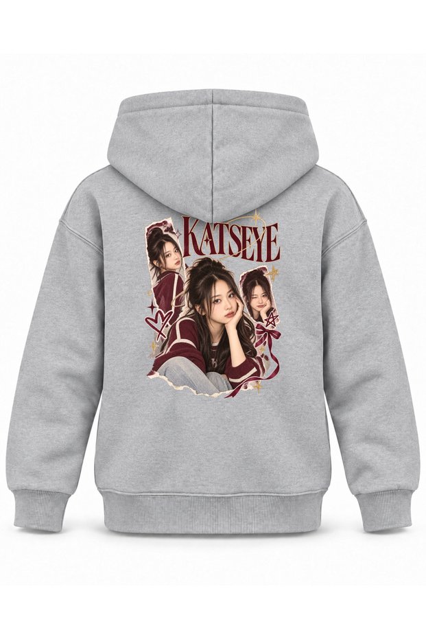 Katseye Torn Atlas Graphic Printed Children's Hooded Sweatshirt