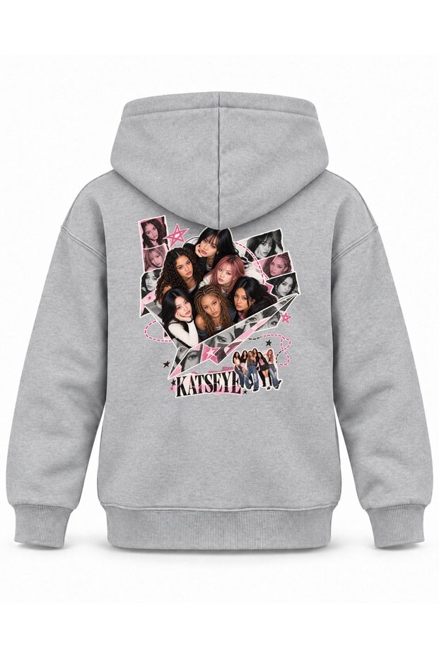 Katseye Paper Plane Portrait Printed Children's Hooded Sweatshirt