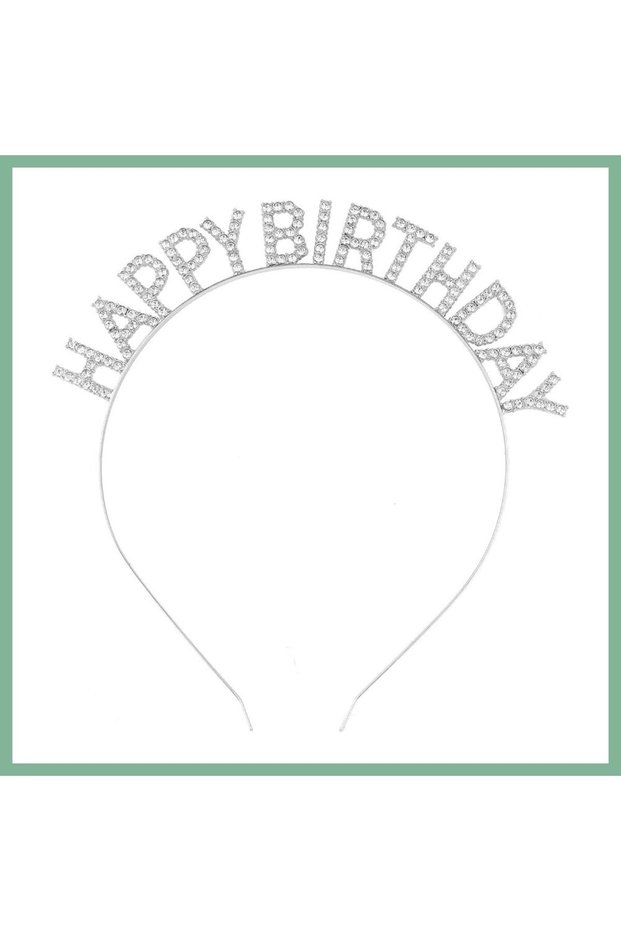Silver Crystal Stone Happy Birthday Crown Imported Product a Quality 17X16 cm Bsk2026