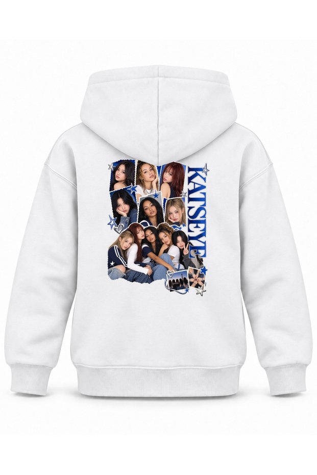 Katseye Pul Koleksiyonu Editorial Printed Children's Hooded Sweatshirt