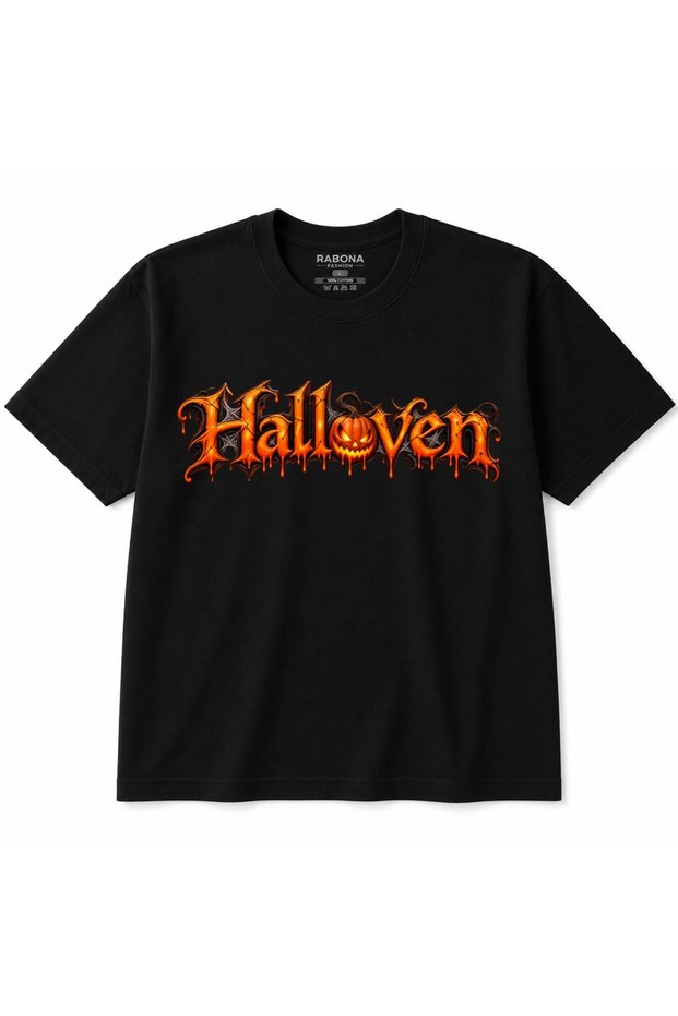Halloween Inferno – Flaming Gothic Typography & Jack-O'-Lantern Graphic T-Shirt