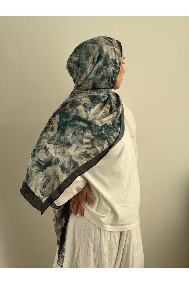 Rose Pattern Kraş Shawl - Emerald Green