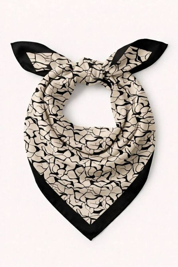 Black and White Leopard Patterned Bandana Scarf Black and White Leopard