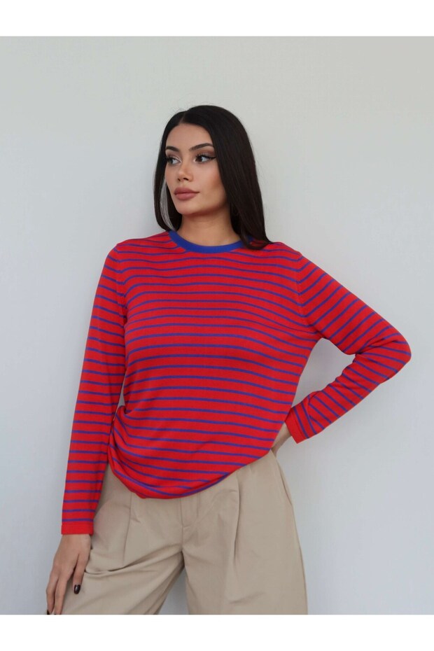 Crew Neck Striped Oversize Sweater