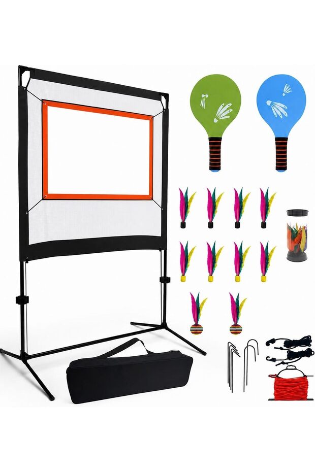 Sport Portable Game Set, Indoor & Outdoor No Boundaries Play Set with Net, 2 Paddles, 8 Birdies, Carrying Bag, Similar to Pickleball, Badminton and Tennis with A Whole New Spin On It