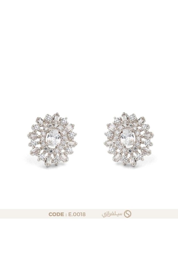 حلق بفصوص الزيركون فضة عيار 925 مطلي ريديوم
