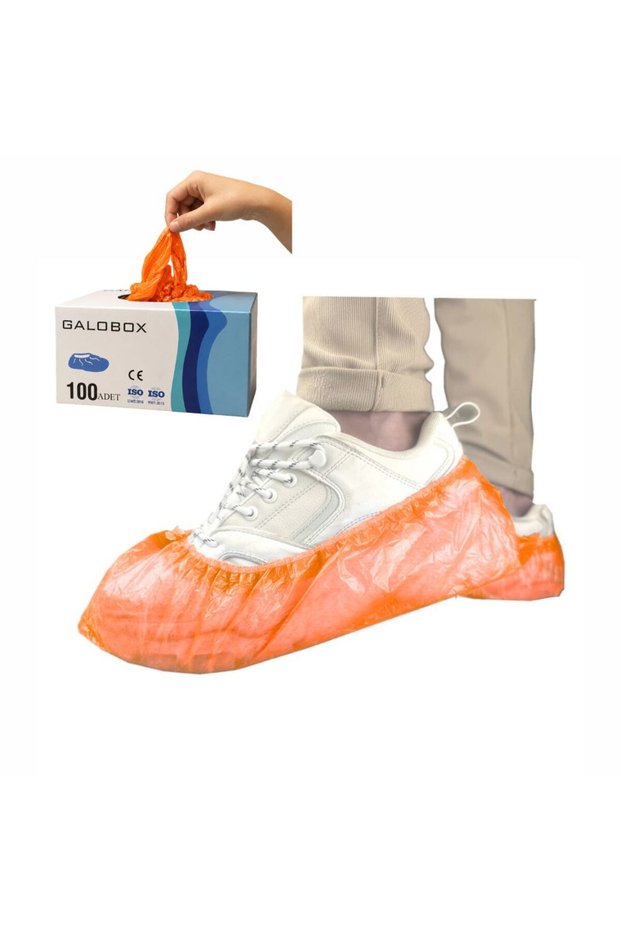 Tear-Resistant Thick 40 Micron Shoe Covers Boxed Orange 100 Pieces