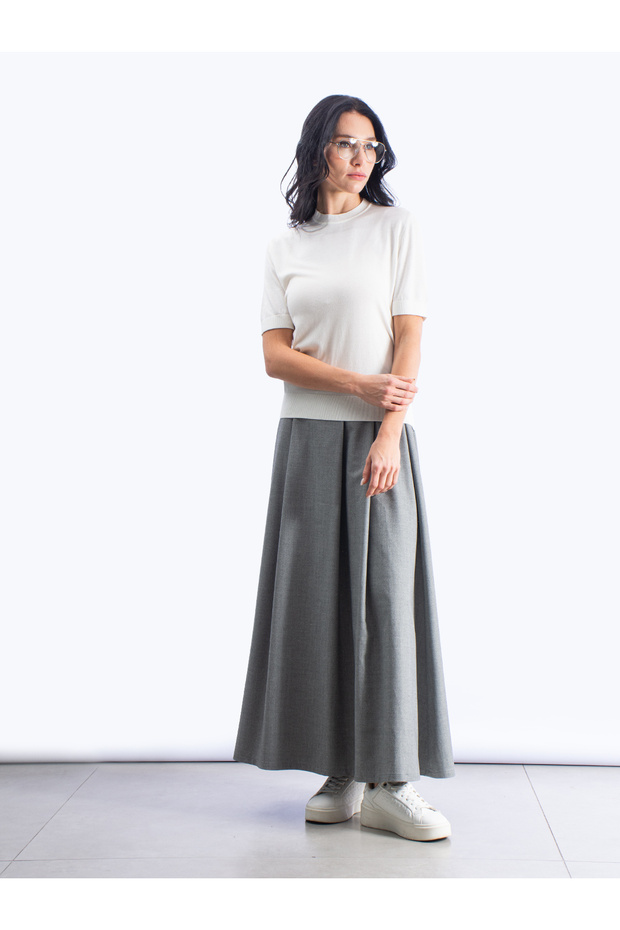 Wide Pleated Maxi Skirt