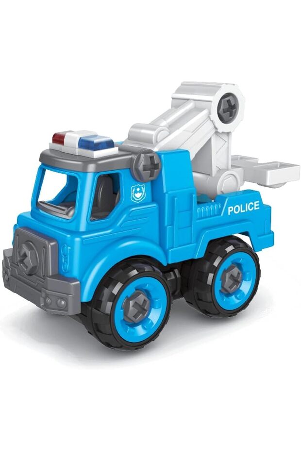 Assembling Police Car Set (11pcs), DIY Vehicle Building Kit for Kids, Kids Police Car Playset, Easy-to-Build Gift Set, Creative Fun, Rescue Cars for Boys Age 3+ - 698049
