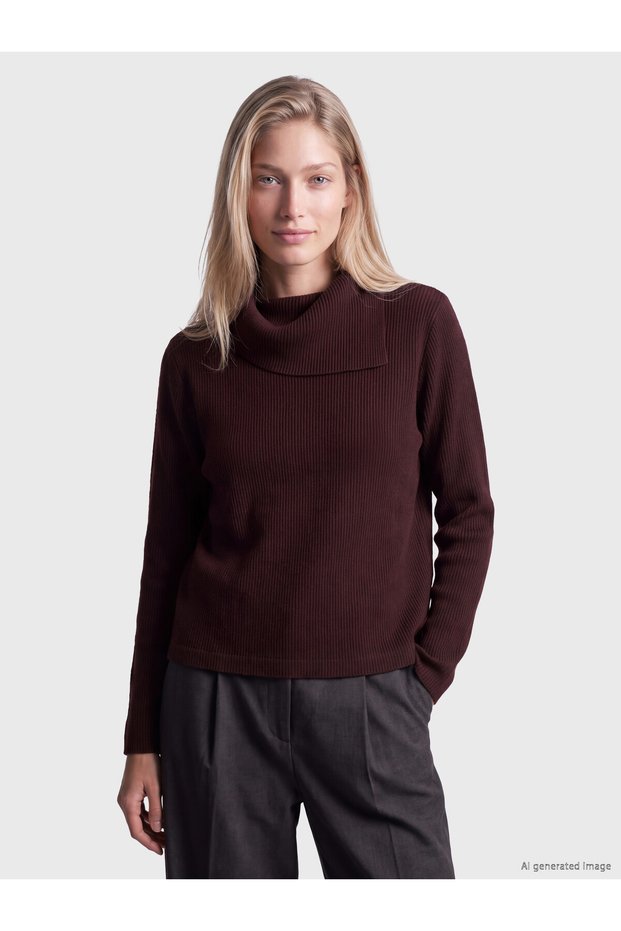 Ozmarka New Season Burgundy Turtleneck Women's Knitwear Sweater
