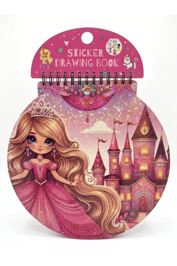 Stickered Picture Notebook Large Size Princess Themed Fuchsia