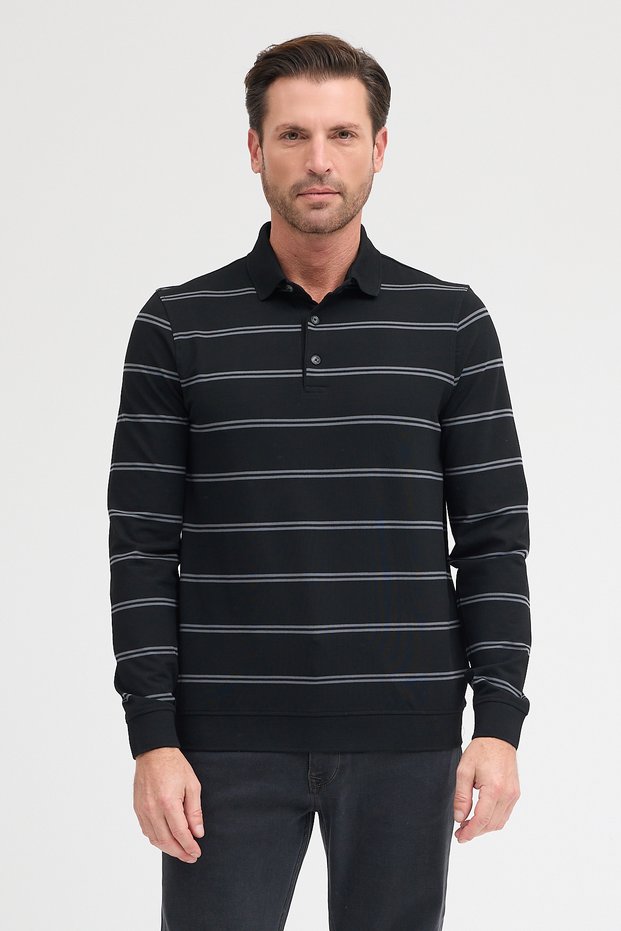 Men's Polo Neck Long Sleeve Sweatshirt