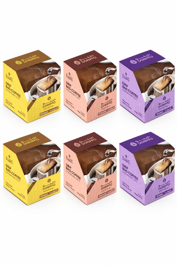 Mixed Drip Bag Coffee, Ethiopia Colombia Geisha, 6 Boxes, 60 Bags x 10g (600g)