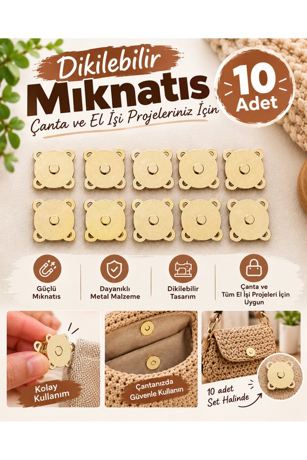 Attachable Bag Snap Magnet - 10 Pieces