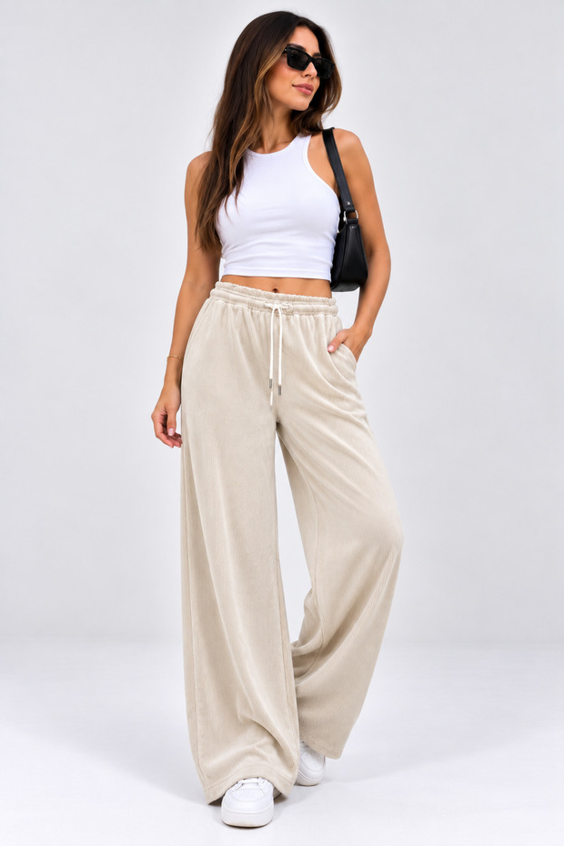 Women's Velvet Modal Fabric Wide Leg Pants with Pockets Cty-Çtn-29875